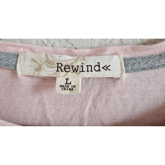 Rewind Woman Size L Light Pink Short Sleeve Tee with Crochet Lace Hem Retro - Picture 4 of 6